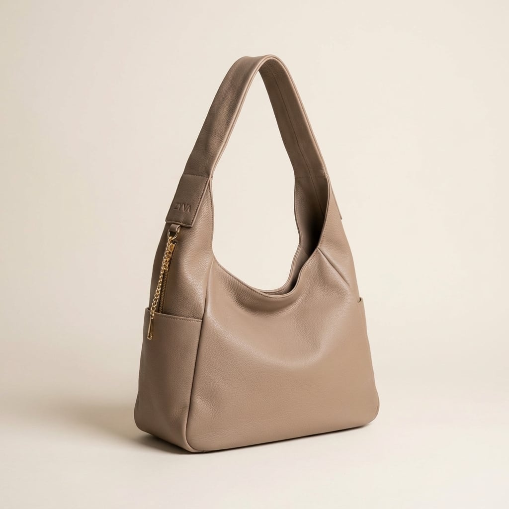 Taupe Schultertasche | ZYVA Chain Hobo