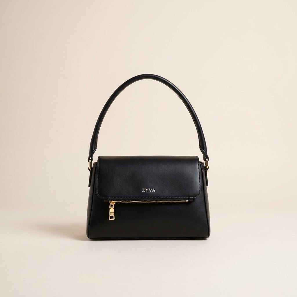 Schwarze Schultertasche Damen | ZYVA Midnight Icon