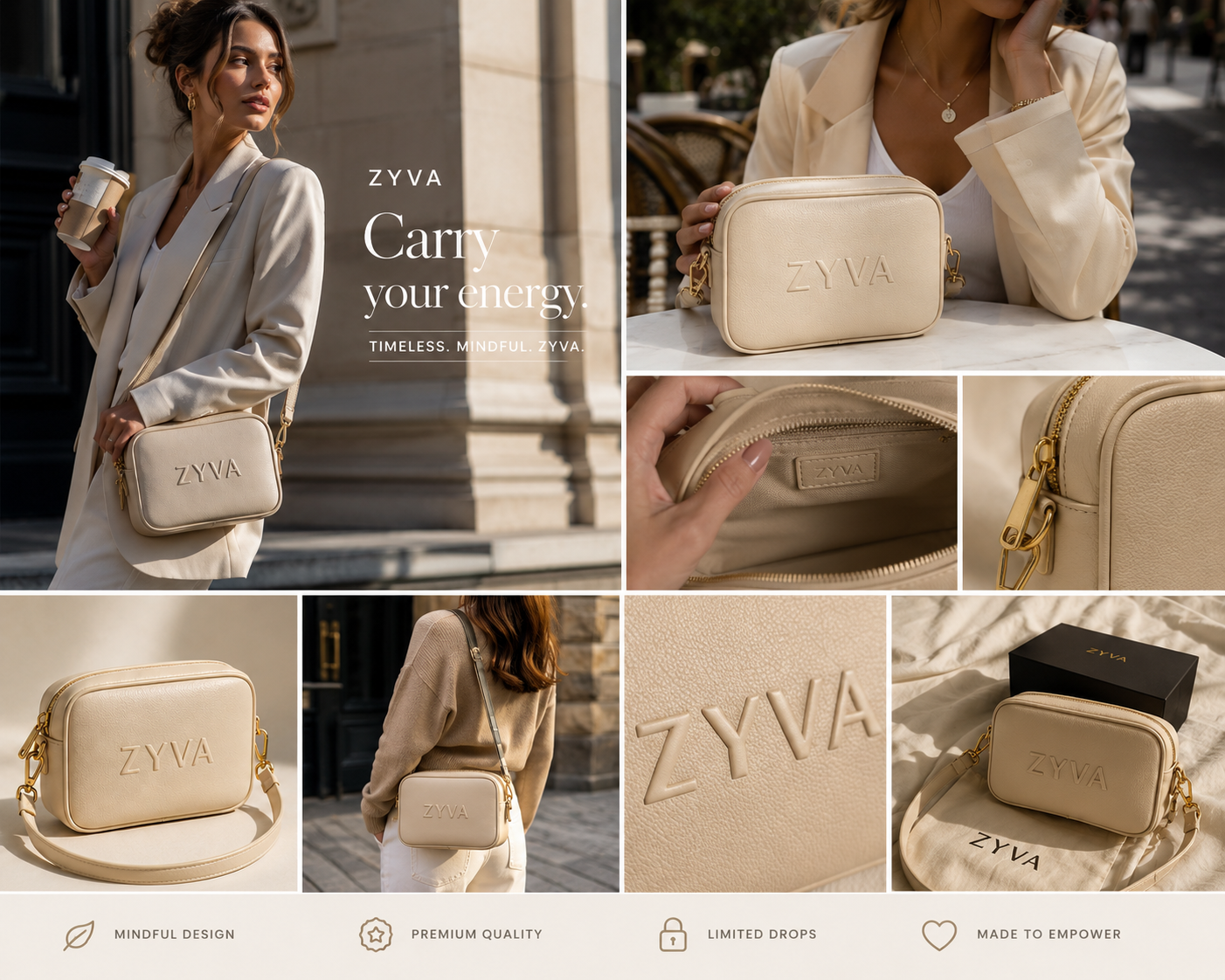 ZYVA Lifestyle Kampagne mit der Essence Crossbody Bag