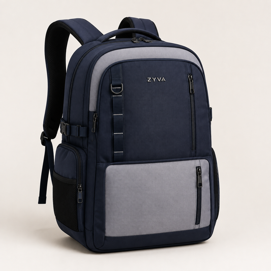 ZYVA Navy Campus – Blau-grauer Schulrucksack – ZYVA Produktbild